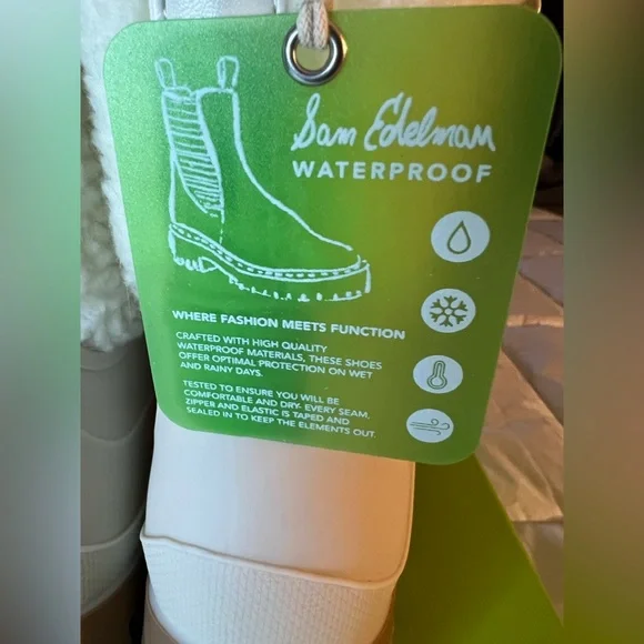 NWT Sam Edelman Ivory waterproof/weatherproof boots. Women’s size 8m. Faux fur - Picture 10 of 11